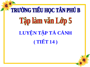Giáo án điện tử Tiếng Việt 5 Tập làm văn Cánh diều: Luyện tập tả cảnh