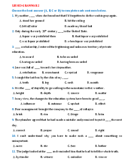 Top 100 câu Lexico and Grammar hay dành cho học sinh lớp Chuyên Tiếng Anh