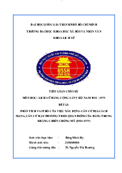 Xây dựng hậu phương và căn cứ địa | Lịch Sử Đảng Cộng Sản Việt Nam | Đại học Khoa học Xã hội và Nhân văn, Đại học Quốc gia Thành phố HCM