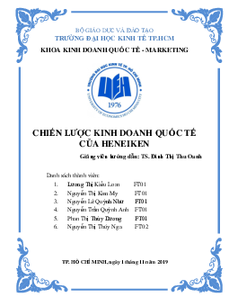 Chiến lược kinh doanh quốc tế của Heneiken | Tiểu luận môn Marketing quốc tế