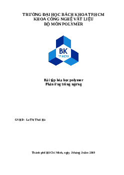 Bài tập Hóa học Polymer - Phản ứng trùng ngưng | Đại học Bách khoa Thành phố Hồ Chí Minh