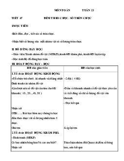Giáo án Toán 1 - Tuần 23 | sách Cùng học để phát triển năng lực