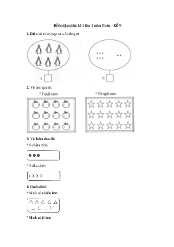 Đề ôn tập giữa học kì 1 môn Toán lớp 1 - Đề 9