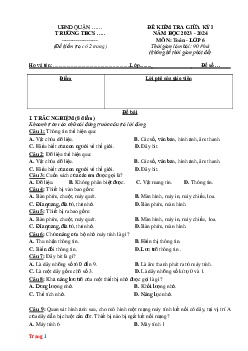 Đề thi giữa học kỳ 1 Tin Học 6 kết nối tri thức 2023-2024 (có đáp án)