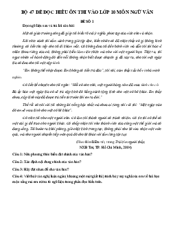 TOP 47 Đề đọc hiểu ôn thi vào lớp 10 môn Văn
