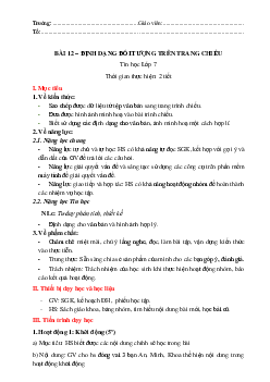Giáo án Bài 12: Định dạng đối tượng trên trang chiếu Tin học 7 | Kết nối tri thức