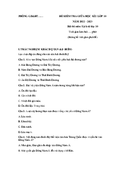 Đề thi giữa học kì 2 Lịch sử lớp 10 năm 2022 - 2023 | Chân trời sáng tạo đề 2