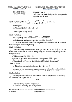 Đề học sinh giỏi huyện Toán 9 năm 2022 – 2023 phòng GD&ĐT Yên Bình – Yên Bái