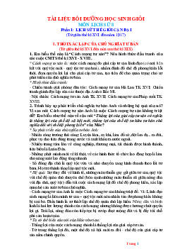 Tài liệu bồi dưỡng học sinh giỏi Lịch Sử 8