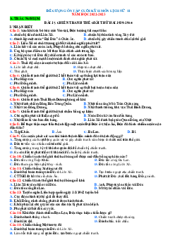 Đề cương ôn tập học kỳ 2 Lịch sử 11 theo dạng câu hỏi năm 2022-2023