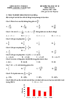 Đề học kỳ 2 Toán 6 năm 2023 – 2024 phòng GD&ĐT Vĩnh Bảo – Hải Phòng