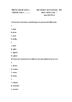 Đề thi học kì 2 môn Tiếng Anh 7 năm 2022 - 2023 sách Kết nối tri thức với cuộc sống - Đề 3
