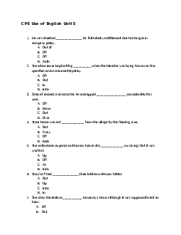 CPE Use of English Unit 5 - Phrasal verb test