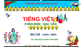 Giáo án điện tử Tiếng việt 1 bài 118 Cánh diều: Học vần: Oam, oăm