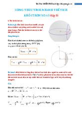 Công Thức Tính Nhanh Thể Tích Khối Tròn Xoay Tập 3 - Môn Toán