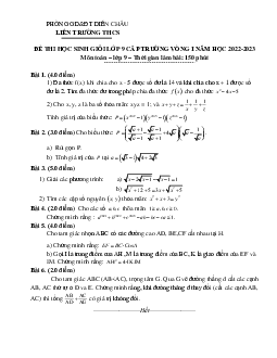 Đề HSG Toán 9 vòng 1 năm 2022 – 2023 liên trường THCS huyện Diễn Châu – Nghệ An