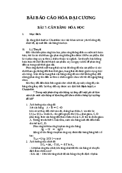 Báo cáo thí nghiệm Cân bằng hóa học | Đại học Xây Dựng Hà Nội