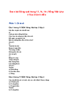 Soạn bài Sông quê trang 17, 18, 19 | Tiếng Việt Lớp 3 Tập 2 Cánh diều