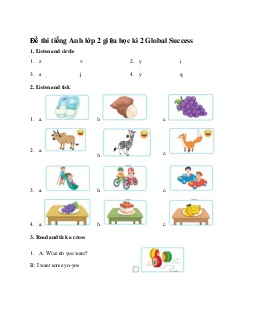 Đề thi tiếng Anh lớp 2 giữa học kì 2 | Global Success