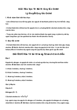 Giải Hóa học 10 Bài 9: Quy tắc Octet | Cánh diều