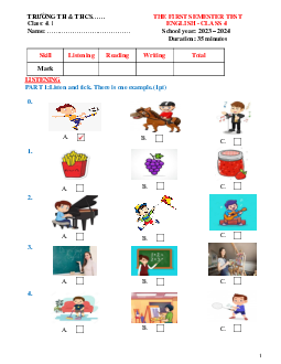 Đề thi học kì 1 môn Tiếng Anh 4 năm 2023 - 2024 sách Global Success | đề 1