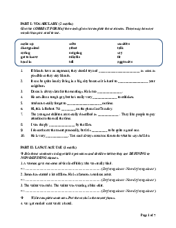 Đề mẫu ôn tập có đáp án học phần Tiếng anh cơ bản