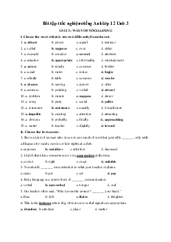 Tổng hợp Bài tập tiếng Anh lớp 12 Unit 3: Ways of Socialising có đáp án