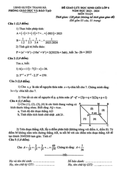 Đề giao lưu HSG Toán 6 năm 2023 – 2024 phòng GD&ĐT Thanh Hà – Hải Dương