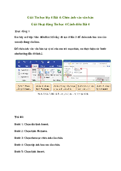 Giải Tin học lớp 4 Bài 4: Chèn ảnh vào văn bản Cánh diều