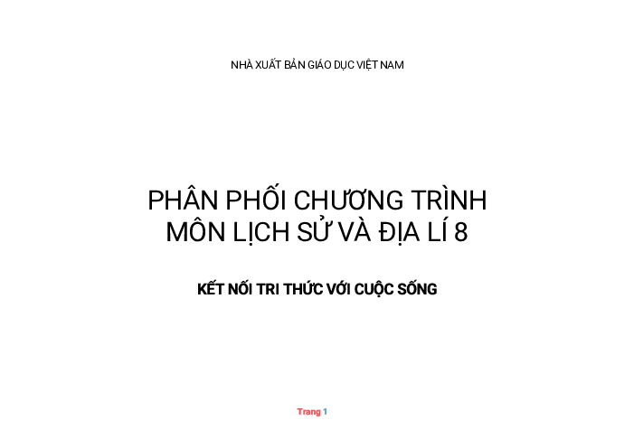 Phân phối chương trình Lịch sử và Địa lí 8 Kết nối tri thức