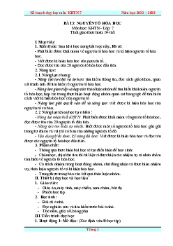 Giáo án Khoa học tự nhiên 7 | Hoá học Bài 1: Nguyên Tố Hoá Học | Cánh diều