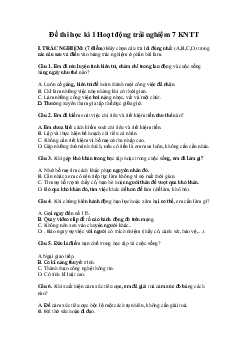 Đề thi học kì 1 Hoạt động trải nghiệm 7  | Đề 1 | Kết nối tri thức năm học 2023 - 2024