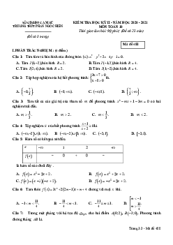 Đề thi học kì 2 Toán 10 năm 2020 – 2021 trường Phan Ngọc Hiển – Cà Mau