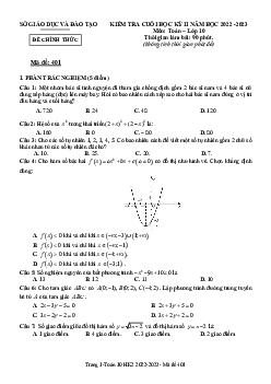 Đề cuối học kỳ 2 Toán 10 năm 2022 – 2023 sở GD&ĐT Bình Dương