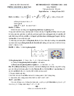 Đề thi khảo sát Toán 9 năm 2021 – 2022 phòng GD&ĐT Thanh Trì – Hà Nội