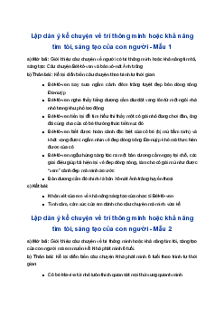 Lập dàn ý kể lại một câu chuyện về trí thông minh hoặc khả năng tìm tòi, sáng tạo của con người | Tập làm văn 4