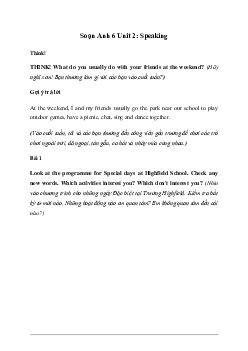 Giải Tiếng Anh 6 Unit 2: Speaking - Friends Plus