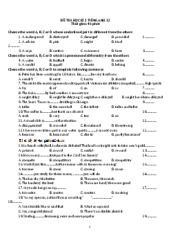 Đề thi học kì 2 lớp 12 môn tiếng Anh có đáp án