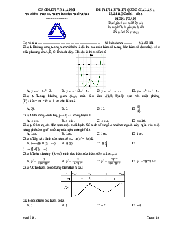 Đề thi thử THPT Quốc gia 2022 môn Toán lần 4 trường Lương Thế Vinh – Hà Nội