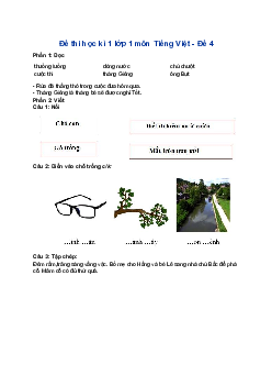 Đề thi học kì 1 lớp 1 môn Tiếng Việt - Đề 4 | Cánh Diều