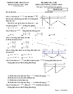 Đề kiểm tra 1 tiết Giải tích 12 chương 1 năm 2018 – 2019 trường THPT Chu Văn An – Đăk Nông