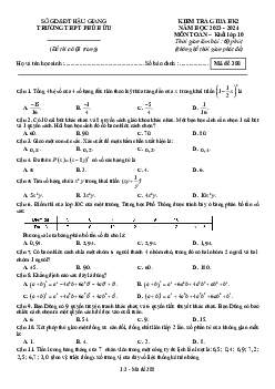Đề thi giữa HK2 Toán 10 năm 2023 – 2024 trường THPT Phú Hữu – Hậu Giang