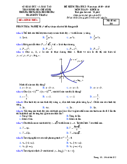 Đề thi HK1 Toán 12 năm 2019 – 2020 trường THPT Trần Hữu Trang – TP HCM