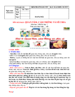 Giáo án GDCD 7 kết nối tri thức bài 2: Quan tâm cảm thông và sẻ chia