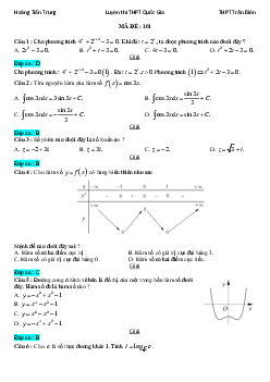 Giải chi tiết 4 mã đề gốc đề thi chính thức kỳ thi THPT QG 2017 môn Toán – Hoàng Tiến Trung