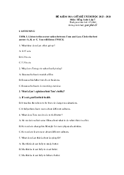 Đề thi giữa học kì 1 môn tiếng Anh lớp 7 năm 2023 - 2024 Global Success - Đề 3