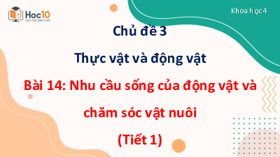 Bài giảng điện tử môn Khoa học 4 | Bài 14: Nhu cầu sống của động vật và chăm sóc vật nuôi (Tiết 1) | Cánh diều