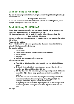 Giải SGK Khoa học tự nhiên 7 Bài tập Chủ đề 7 trang 86| Cánh diều