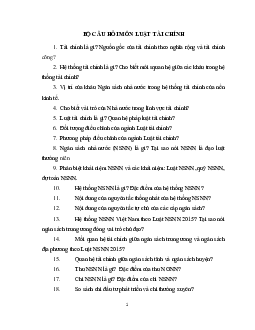 Bộ câu hỏi luât tài chính ?