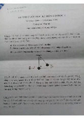 Đề thi cuối HKI học phần Vật lý cơ học 1 năm 2024 - 2025 | Trường Đại học Khoa học tự nhiên, Đại học Quốc gia Thành phố Hồ Chí Minh